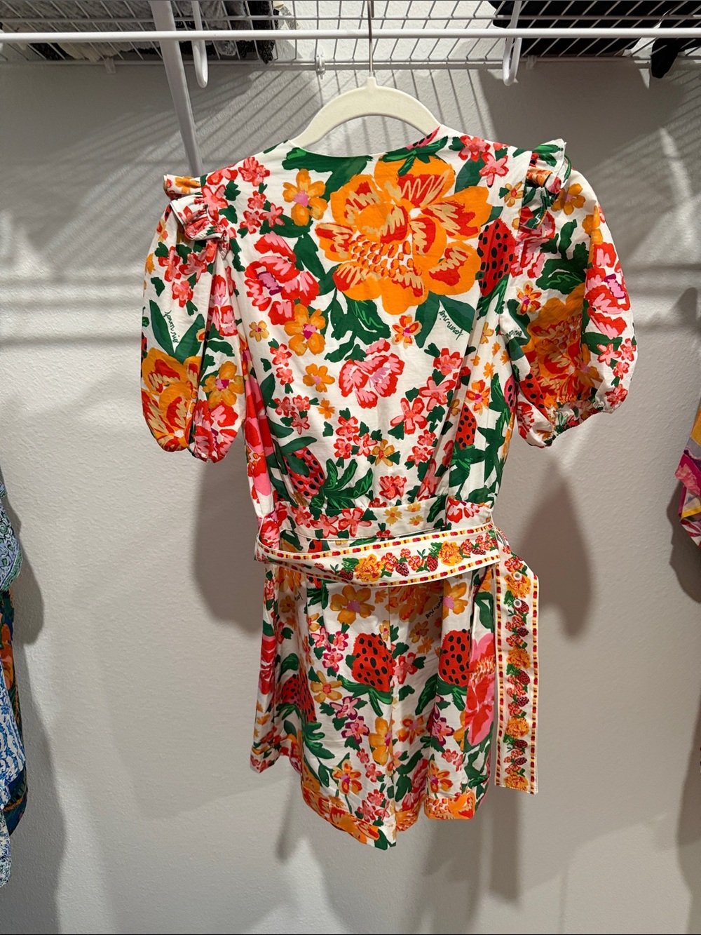 Farm Rio Floral & Strawberry Print V-Neck Dress in Multi Women’s XS - Picture 5 of 6